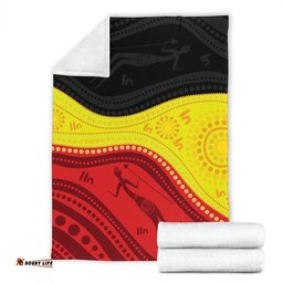 Amazing Aussie Australia Aboriginal Flag Colors In A Dot Art Painting Blanket
