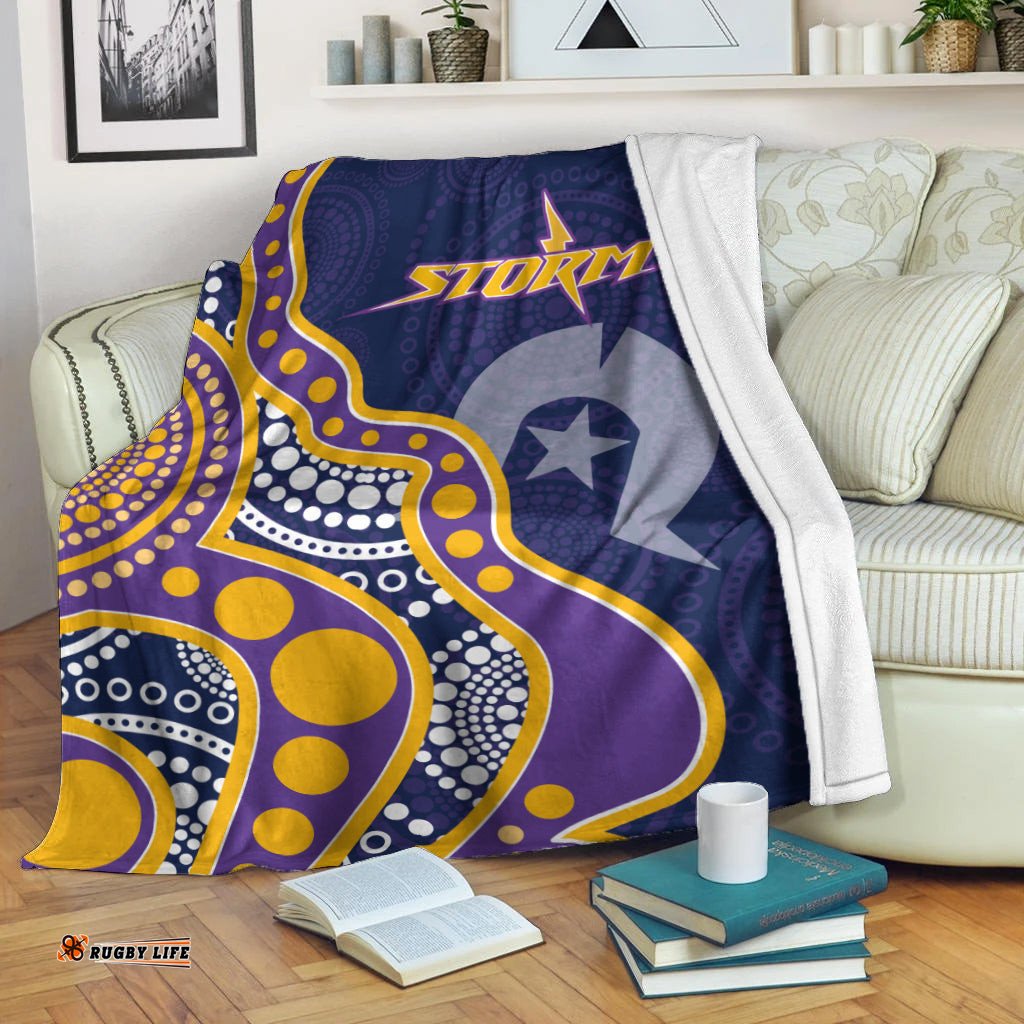 naidoc week melbourne storm blanket aboriginal dot painting