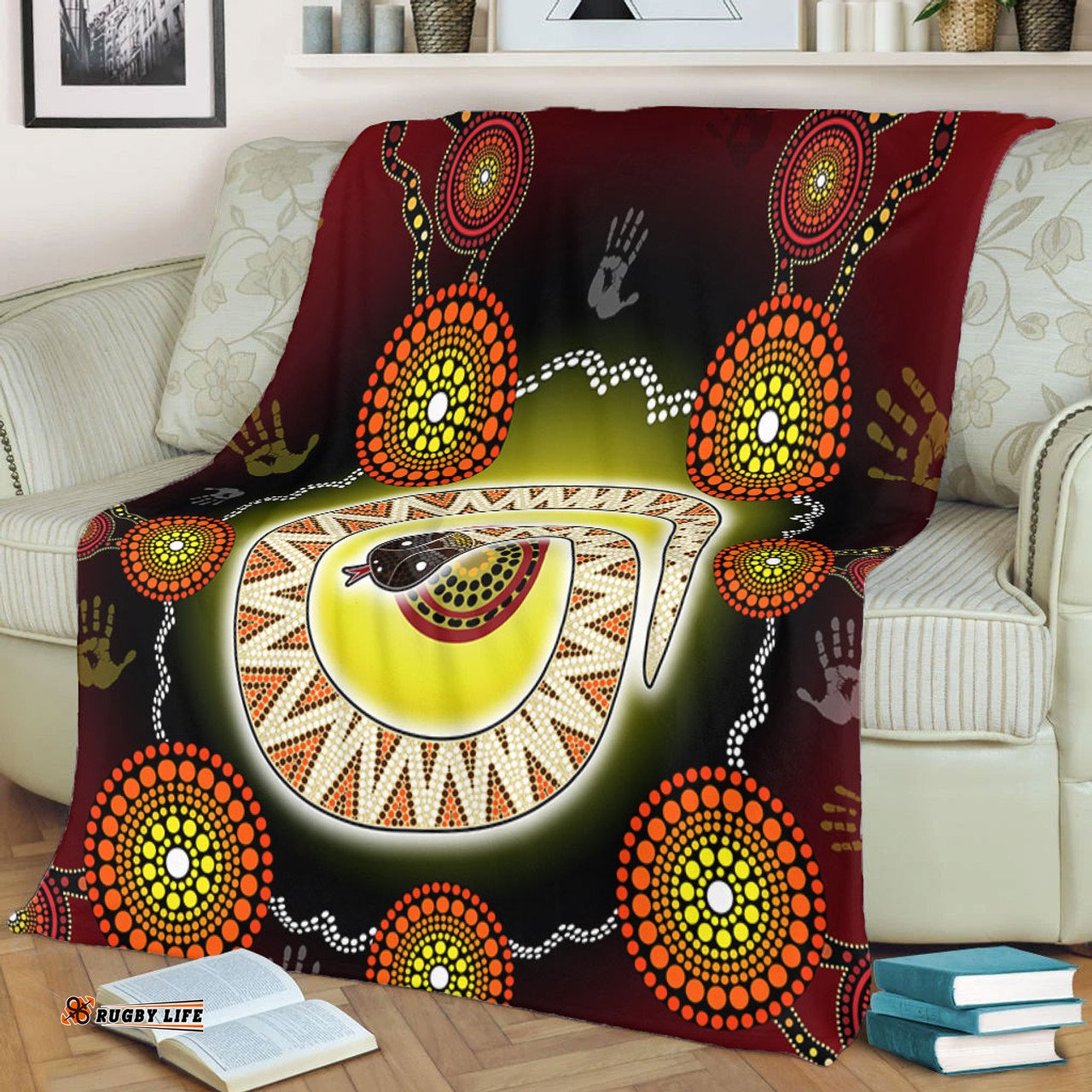 Australia Aboriginal Blanket - The Rainbow Serpent Dreaming Spirit Art Blanket