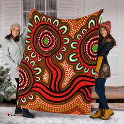 Australia Aboriginal Blanket - Dot Patterns From Indigenous Australian Culture (Orange) Blanket