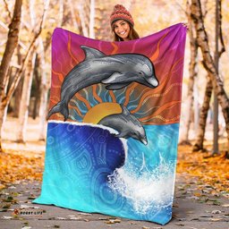 Amazing Aussie Australia Aboriginal Inspired Indigenous Dolphin Blanket