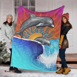 Amazing Aussie Australia Aboriginal Inspired Indigenous Dolphin Blanket