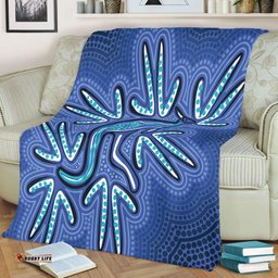 Amazing Aussie Australia Aboriginal Blue Aboriginal Style Of Dot Kangaroo Artwork Blanket
