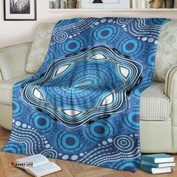 Australia Aboriginal Inspired Blanket - Aboriginal Dot Design Blue Vector Painting