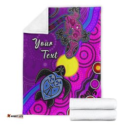Custom Personalised Australia Lizard and Turtle Premium Blanket Aboriginal Art Beautiful Life