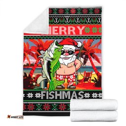 Australia Christmas Fishing Blanket - Merrry Fishmas Angler Santa Claus Blanket