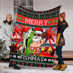 Australia Christmas Fishing Blanket - Merrry Fishmas Angler Santa Claus Blanket