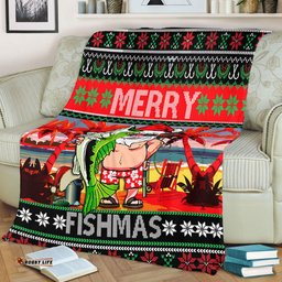 Australia Christmas Fishing Blanket - Merrry Fishmas Angler Santa Claus Blanket