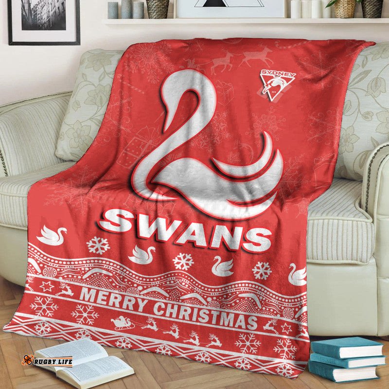 Sydney Swans Unique Winter Season Premium Blanket Swans Merry Christmas No1