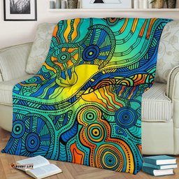 Amazing Aussie Australia Aboriginal Inspired Indigenous Dot Painting Art Blanket