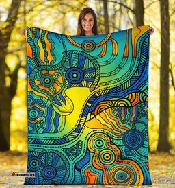 Amazing Aussie Australia Aboriginal Inspired Indigenous Dot Painting Art Blanket