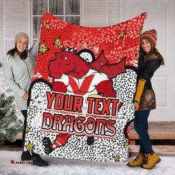 St. George Illawarra Dragons Custom Blanket - Team With Dot And Star Patterns For Tough Fan Blanket