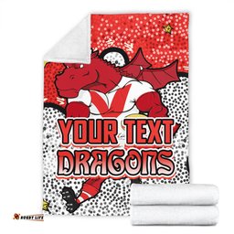 St. George Illawarra Dragons Custom Blanket - Team With Dot And Star Patterns For Tough Fan Blanket