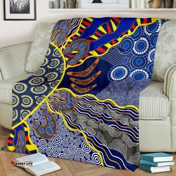Aboriginal Premium Blanket, Australian Boomerang Dot Painting Art
