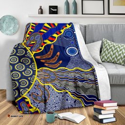 Aboriginal Premium Blanket, Australian Boomerang Dot Painting Art
