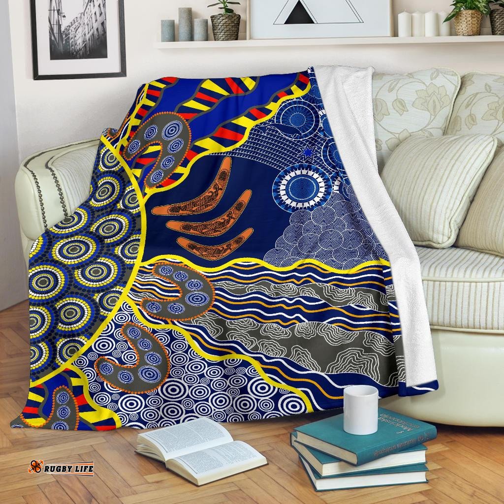 Aboriginal Premium Blanket, Australian Boomerang Dot Painting Art
