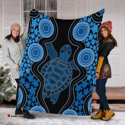 Amazing Aussie Australia Aboriginal Art Turtles Inspired Blue Blanket