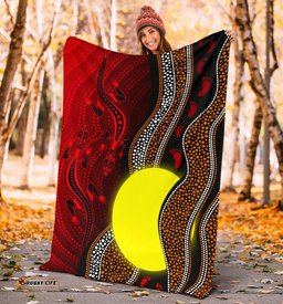 Aboriginal Premium Blanket Aboriginal Flag Lizard Dot Painting Style