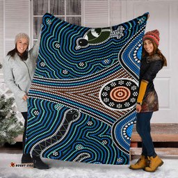 Amazing Aussie Australia Aboriginal Inspired Aboriginal dot painting depicting Fierce Snake and Magpies Blanket