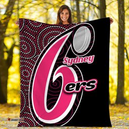 Sydney Sixers Premium Blanket Cricket Aboriginal Dot Patterns