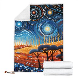 Australia Dreaming Aboriginal Blanket - Aboriginal Culture Indigenous Land Dot Painting Art Inspired Blanket