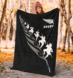 Rugby Haka Fern Premium Blanket Black