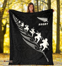 Rugby Haka Fern Premium Blanket Black