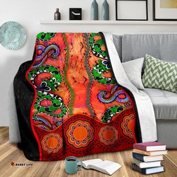 Aboriginal Premium Blanket Aussie Indigenous Patterns Orange