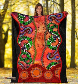 Aboriginal Premium Blanket Aussie Indigenous Patterns Orange