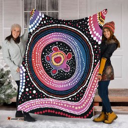 Australia Dot Painting Inspired Aboriginal Blanket - Turtles With Dot In Aboriginal Blanket