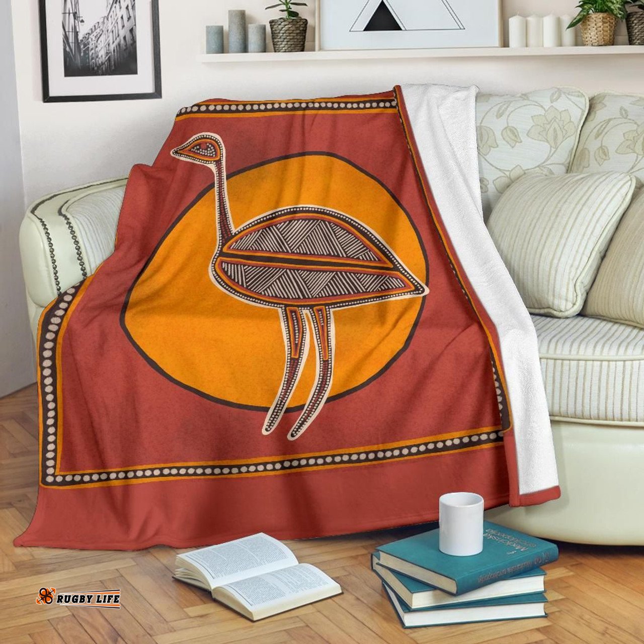 Amazing Aussie Australia Aboriginal Inspired Indigenous Emu Blanket