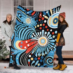 Australia Aboriginal Blanket - Traditional Australian Aboriginal Native Design (Black) Ver 3 Blanket