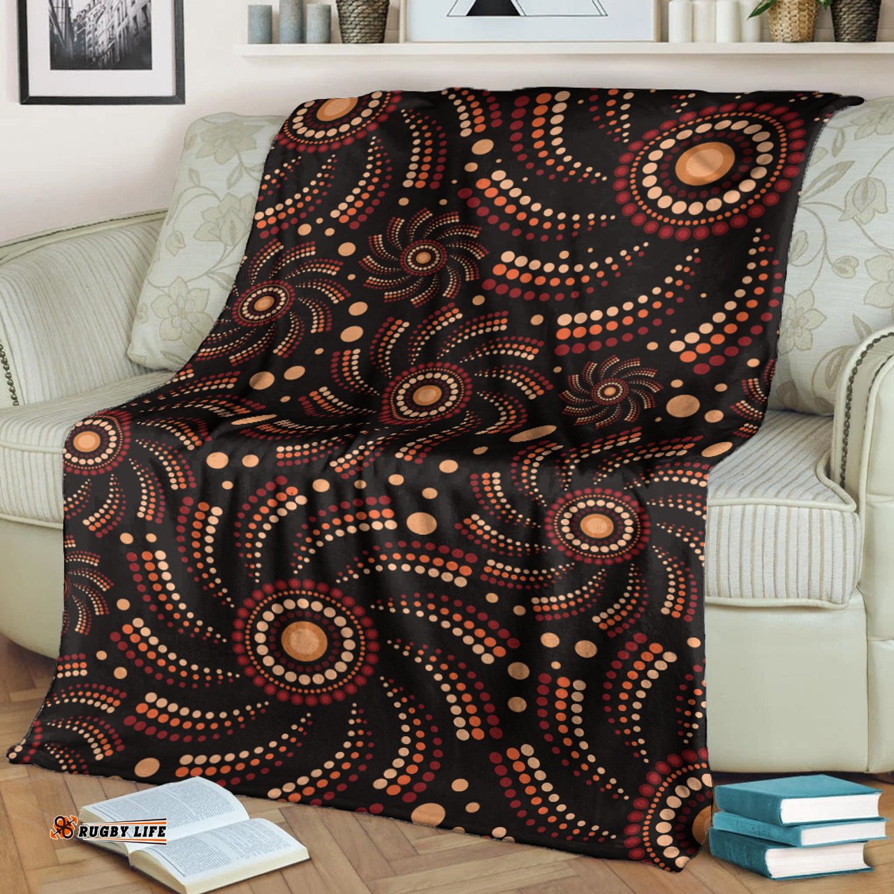 Australia Aboriginal Inspired Blanket - Aboriginal Dot Mandala Art Style