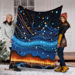 Australia Dreaming Aboriginal Blanket - Aboriginal Dreaming Dot Painting Art Color Inspired Blanket