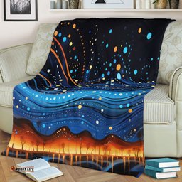 Australia Dreaming Aboriginal Blanket - Aboriginal Dreaming Dot Painting Art Color Inspired Blanket