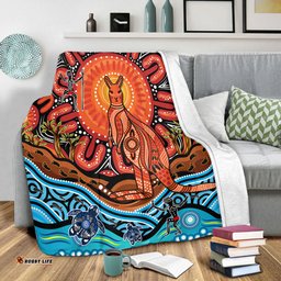 Amazing Aussie Australia Aboriginal Inspired Kangaroo Dreaming Dot Painting Pattern Blanket