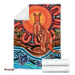 Amazing Aussie Australia Aboriginal Inspired Kangaroo Dreaming Dot Painting Pattern Blanket