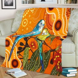 Amazing Aussie Australia Aboriginal Dot Painting Bush Budgies And Gumtree Blanket