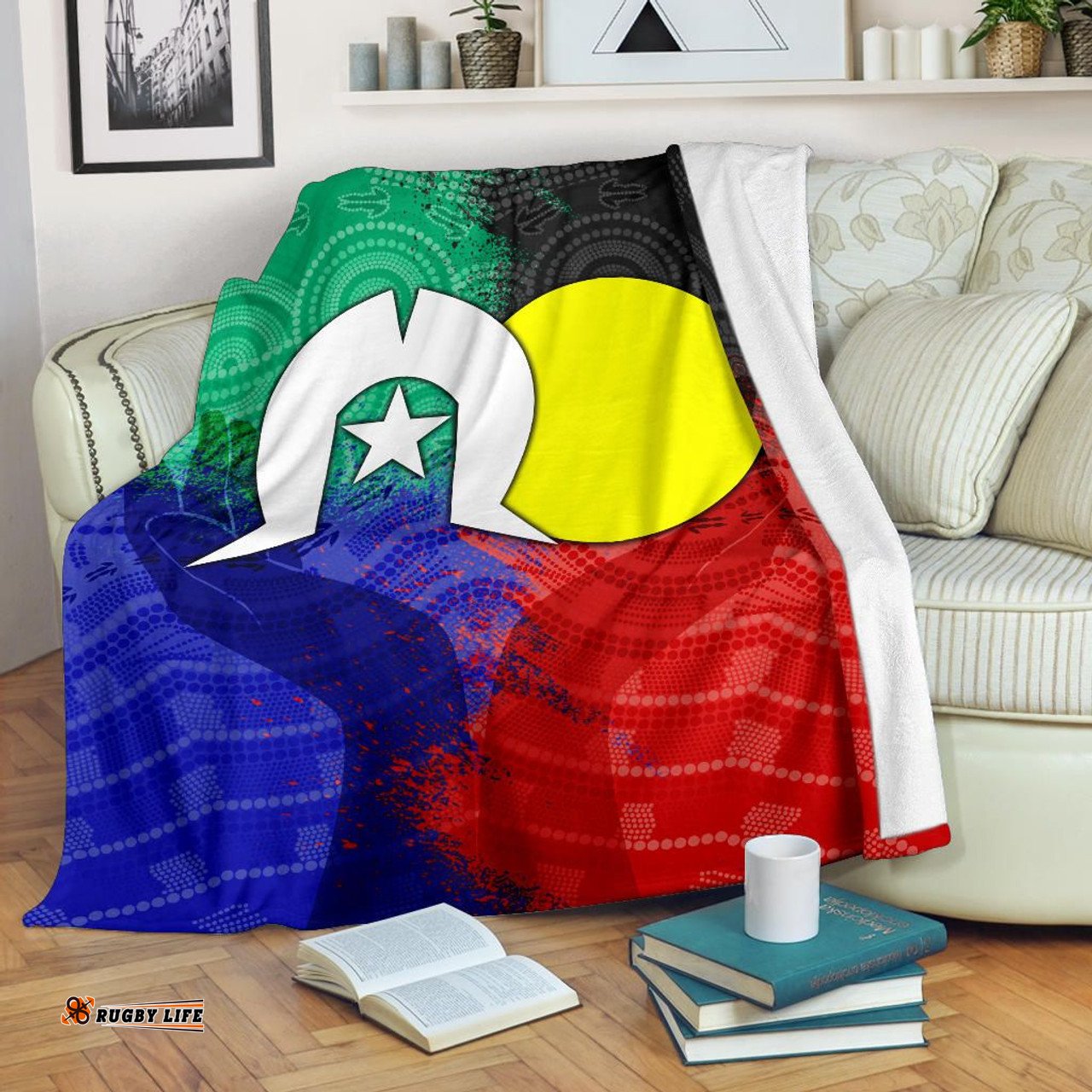 Amazing Aussie Australia Aboriginal Inspired Australia Naidoc Week Indigenous Flag Style Blanket