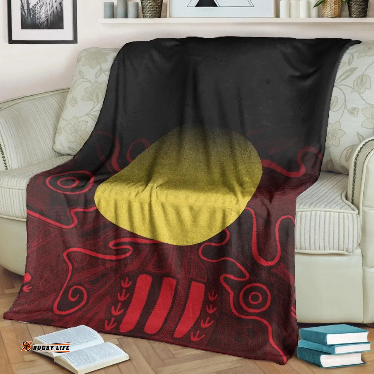 Amazing Aussie Australia Aboriginal Inspired Indigenous Flag Grunge Style Blanket