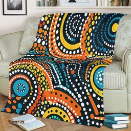 Australia Aboriginal Blanket - Traditional Australian Aboriginal Native Design (Black) Ver 5 Blanket