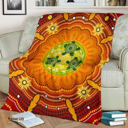 Amazing Aussie Australia Aboriginal Inspired Turtle Circle Dot Painting Art Blanket