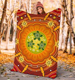 Amazing Aussie Australia Aboriginal Inspired Turtle Circle Dot Painting Art Blanket