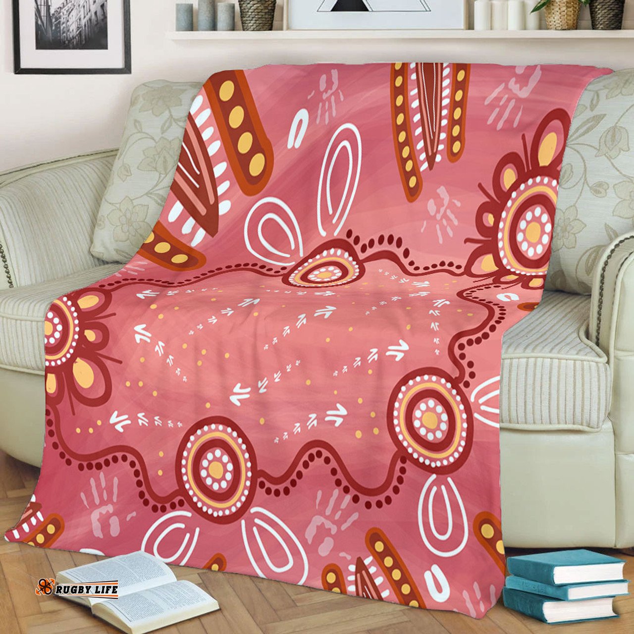 Australia Aboriginal Blanket - Pink Aboriginal Dot Art Background Blanket
