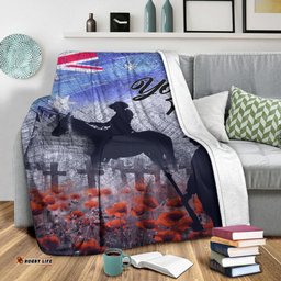 Custom Text ANZAC Day Blanket Lest We Forget Vintage Poppies