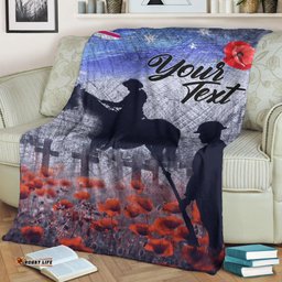Custom Text ANZAC Day Blanket Lest We Forget Vintage Poppies