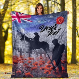 Custom Text ANZAC Day Blanket Lest We Forget Vintage Poppies