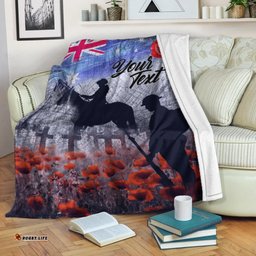 Custom Text ANZAC Day Blanket Lest We Forget Vintage Poppies