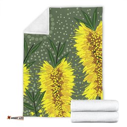 Australia Aboriginal Blanket - Yellow Bottle Brush Flora In Aboriginal Painting Blanket