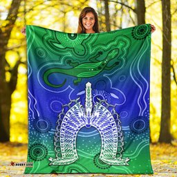 Torres Strait Islands Premium Blanket Aboriginal Art Lizard Symbol Peace